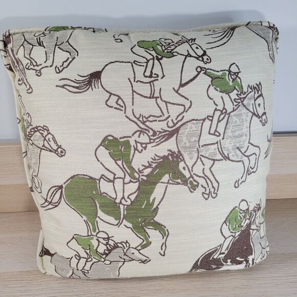 Equestrian Home Decor Throw Pillow 18" Jockey Rider Show Horse Theme Cushion - Picture 2 of 4